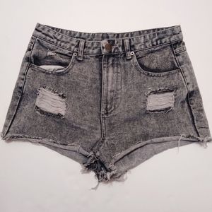 Very J Distressed High Waist Denim Jean Shorts M
